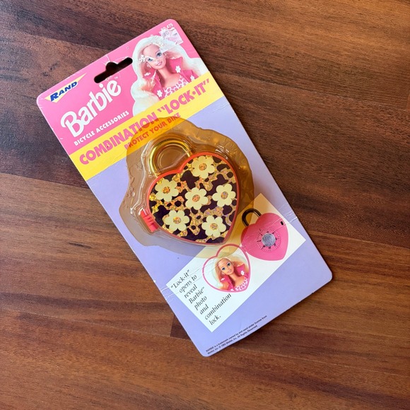 Barbie Other - Vintage 1993 Barbie Lock-It Heart Combination Bicycle Lock Rand International